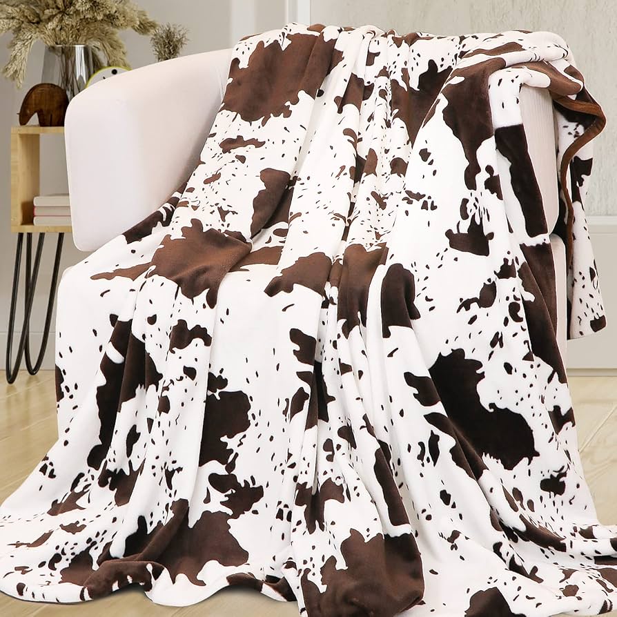 Cow Print King Size Flannel Blanket